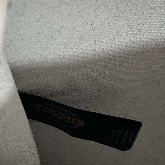 Vintage Fossil Shoulder Bag White Leather Y2K Stitched Heavy Duty Gold Toggle - Picture 16 of 16